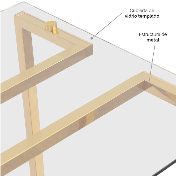 Mesa Lateral Dorada Zapa | Mesas Laterales | salas